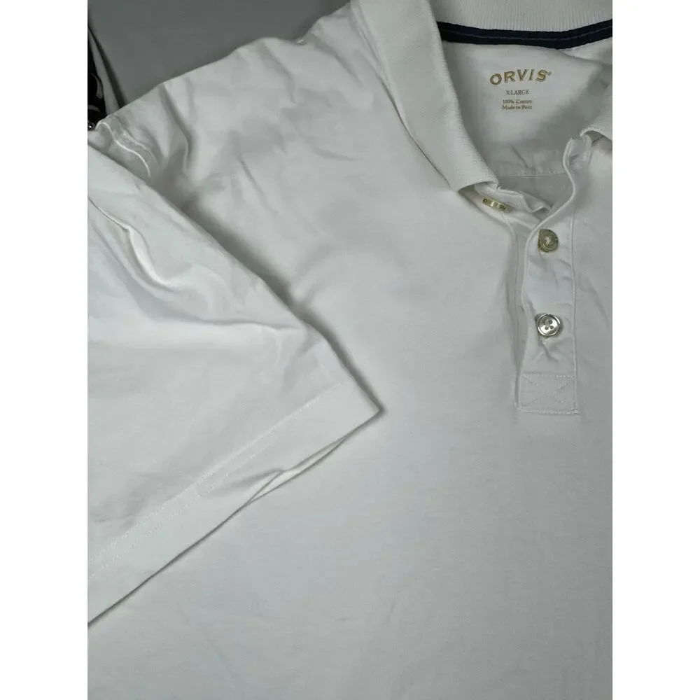 Orvis Polo Shirt XL White 100% Cotton Short Sleeve Classic Casual Made Peru - Picture 4 of 15